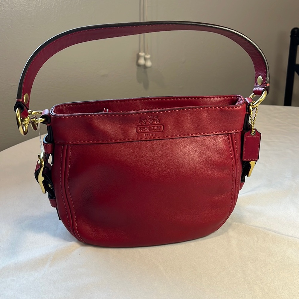 Coach red leather Zoe mini hobo bag